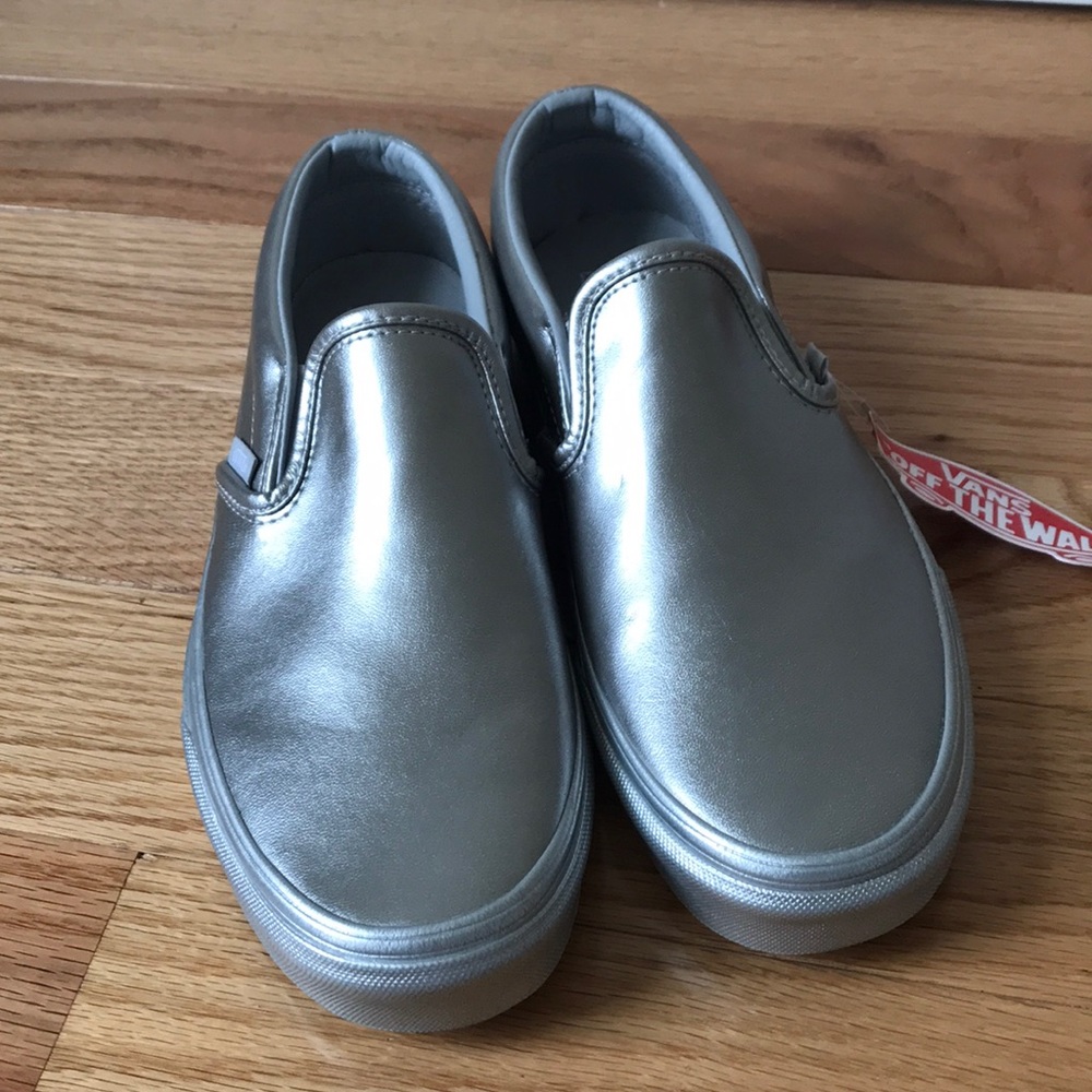 Vans Metallic Silver Classic Slip-ons